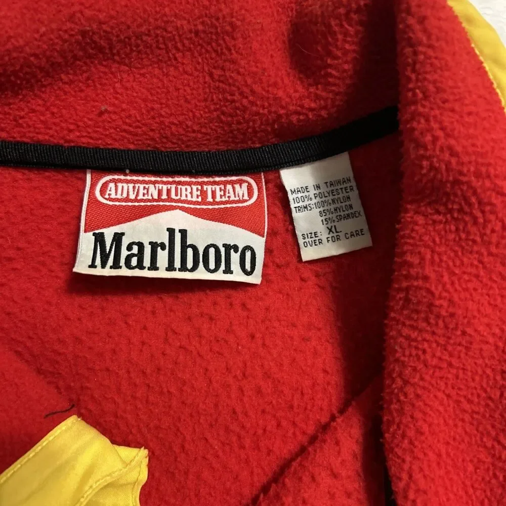 VTG 90's Marlboro Fleece Pullover Sweatshirt  1/4 Snap Red Mens XL WITH FLAW